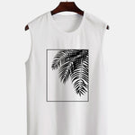 Palm Leaf Print Tank Top & Tropical Print Swim Shorts