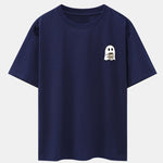 Ghost Drinking Coffee Print Drop Shoulder Oversize T-Shirt