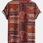 Floral Geometric Patchwork Print Cotton Shirt & Linen Cotton Blend Cropped Pants