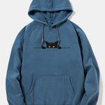 Black Cat Print Hoodie