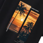 Palm Trees Landscape Slogan Print Oversize T-Shirt & Swim Shorts
