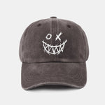Evil Smiley Face Pattern Classic Retro Washed Distressed Cotton Baseball Cap