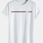 Paris Dream Maker Stripe Print Cotton Arc Hem T-Shirt