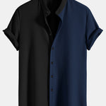 Two Tone Muscle Fit Ribbed Stand Collar Shirt & Straight Leg Ribbed Pants