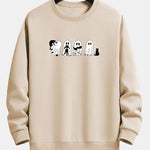 Black Cat Ghost Print Relax Fit Sweatshirt