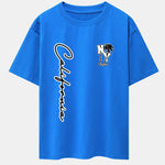 New York California Palm Tree Print Drop Shoulder Oversize T-Shirt