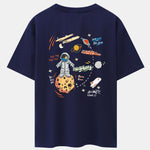 Galaxy Astronaut Print Drop Shoulder Oversize T-Shirt