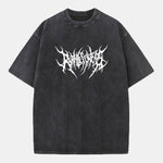 Ruthless Gothic Print Washed Distressed Drop Shoulder T-Shirt
