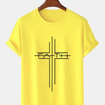 Faith Crucifix Line Print T-Shirts