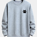 Cat Face Print Relax Fit Sweatshirt