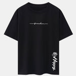 Rose With Slogan Print Drop Shoulder Oversize T-Shirt