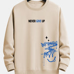 Never Give Up Smiley Face Print Relax Fit Sweatshirt
