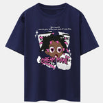Cartoon Character Newspaper Print Drop Shoulder Oversize T-Shirt