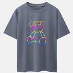 Gradient Dissolving Bear Print Drop Shoulder Oversize T-Shirt