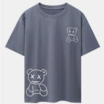Bear line Print Drop Shoulder Oversize T-Shirt