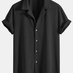 Short Sleeve Waffle Cuban Shirt & Straight Leg Linen Pants