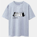 Friend Cat Print Drop Shoulder Oversize T-Shirt