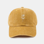 Line Rose Pattern Washed Cotton Decorative Baseball Cap