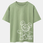Slogan Cartoon Bear Print Drop Shoulder Oversize T-Shirt