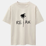 Relax Palm Tree Print Drop Shoulder Oversize T-Shirt