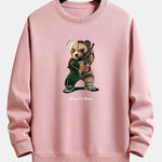 Kung Fu Bear Print Relax Fit Sweatshirt
