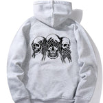 Three Wise Skulls Back Print Hoodie
