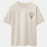 Dissolving Heart Smiley Face Print Drop Shoulder Oversize T-Shirt