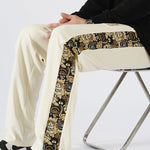 Bear Print Patchwork Straight Leg Pants