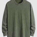 Relax Fit Long Sleeve Washed Distressed T-Shirt