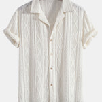 Geometric Jacquard Eyelet Cuban Shirt & Straight Leg Linen Pants