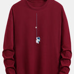 Long Sleeve Astronaut On A Rope Print Cotton T-Shirt