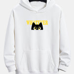 Whatever Black Cat Print Relax Fit Hoodie