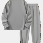 Relax Fit Long Sleeved Waffle T-Shirt & Bear Embroidery Waffle Jogging Pants