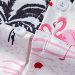 Palm Tree Flamingo Print Button Up Shirt & Swim Shorts
