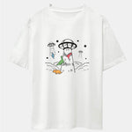 UFO Take Away Dinosaurs Print Drop Shoulder Oversize T-Shirt