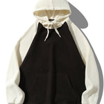 Paneled Corduroy Raglan Sleeves Hoodie