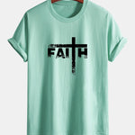 Regular Fit Faith Cross Print Cotton T-Shirt