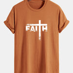 Regular Fit Faith Cross Print Cotton T-Shirt