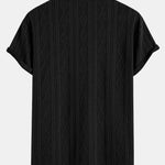Muscle Fit Geometric Rhombus Jacquard Arc Hem T-Shirt