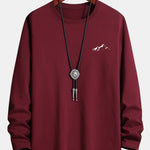Long Sleeve Mountain Graphic Print Cotton T-Shirt