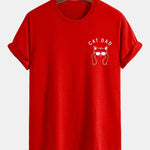 Regular Fit Cat Dad Wearing Glasses Print Cotton T-Shirt