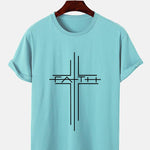 Faith Crucifix Line Print T-Shirts