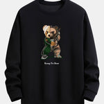 Kung Fu Bear Print Relax Fit Sweatshirt