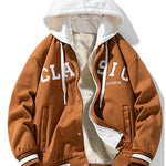 2 In 1Plush Lined Corduroy Hooded Baseball Jacket