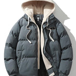 Contrast Zip Up Hooded Puffer Coat