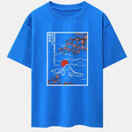 Cherry Blossoms Mountain Print Drop Shoulder Oversize T-Shirt