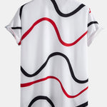 Line Print Button Up Shirt & Swim Shorts