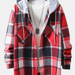Long Sleeve Hooded Flannel Plaid Overshirt