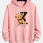 Crown King Bear Print Relax Fit Hoodie
