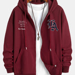 Los Angeles Slogan Print Relax Fit Zip Hoodie